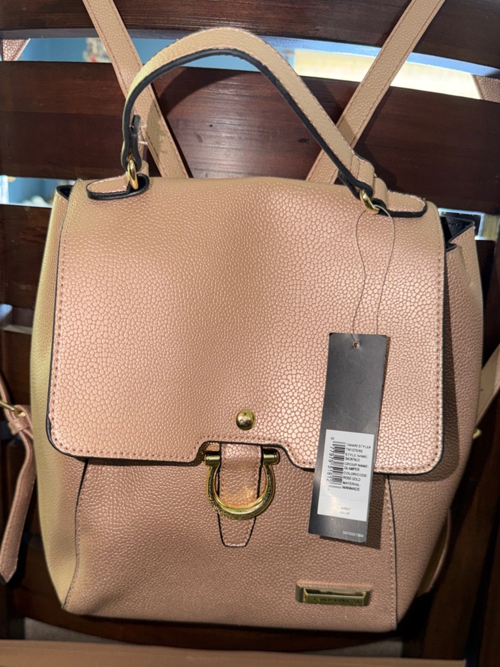 Tahari Pebbled Faux Leather Backpack - Blush Pink